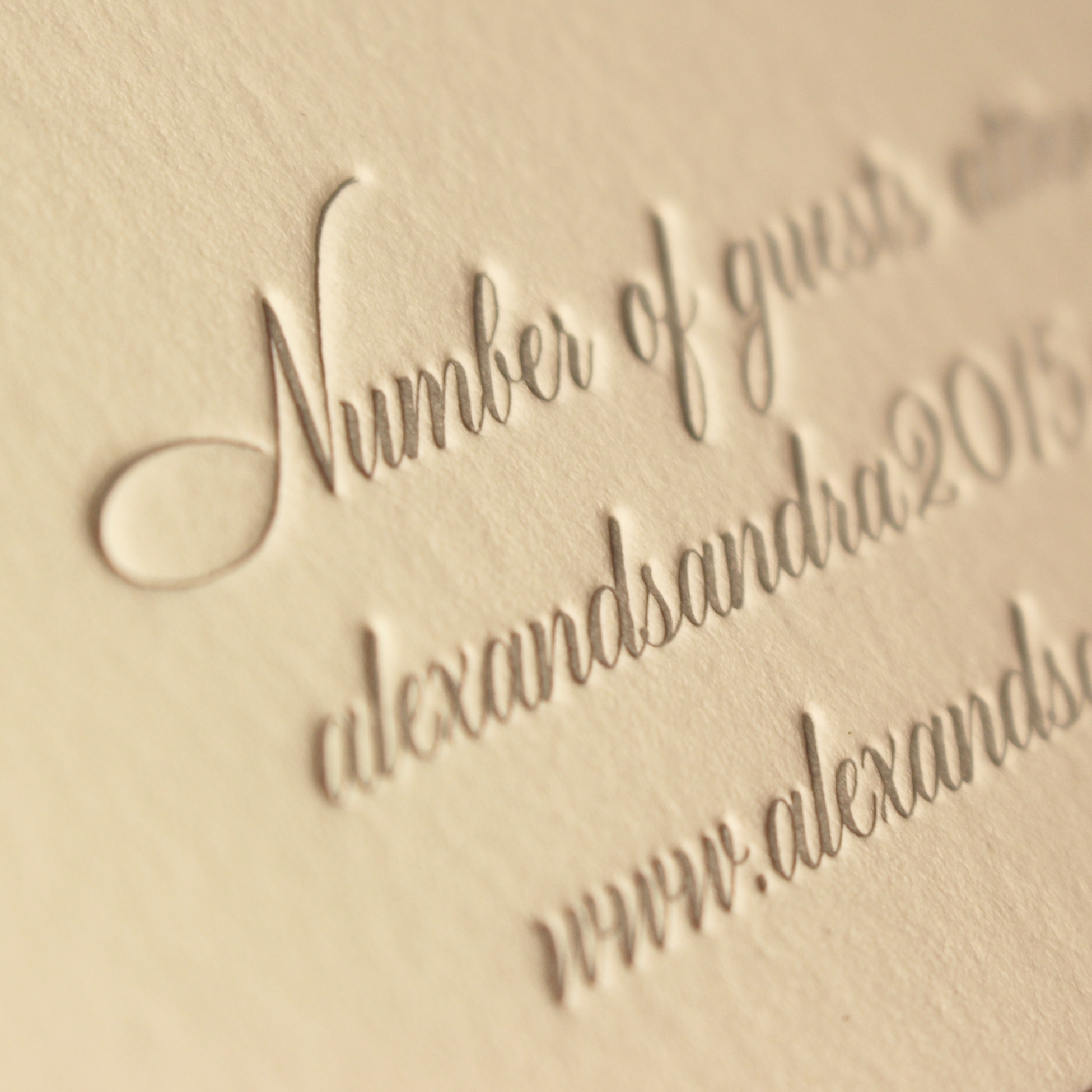 cursive lettepress printing